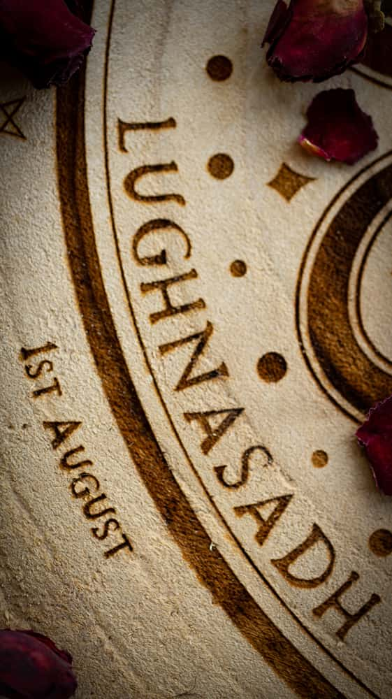 A closeup of the Wheel of the year focussing on the celebrations of Lughnasadh