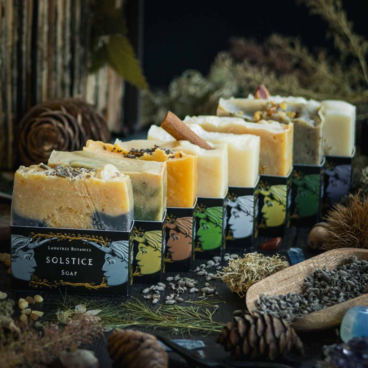 A row of seasonal soap bars