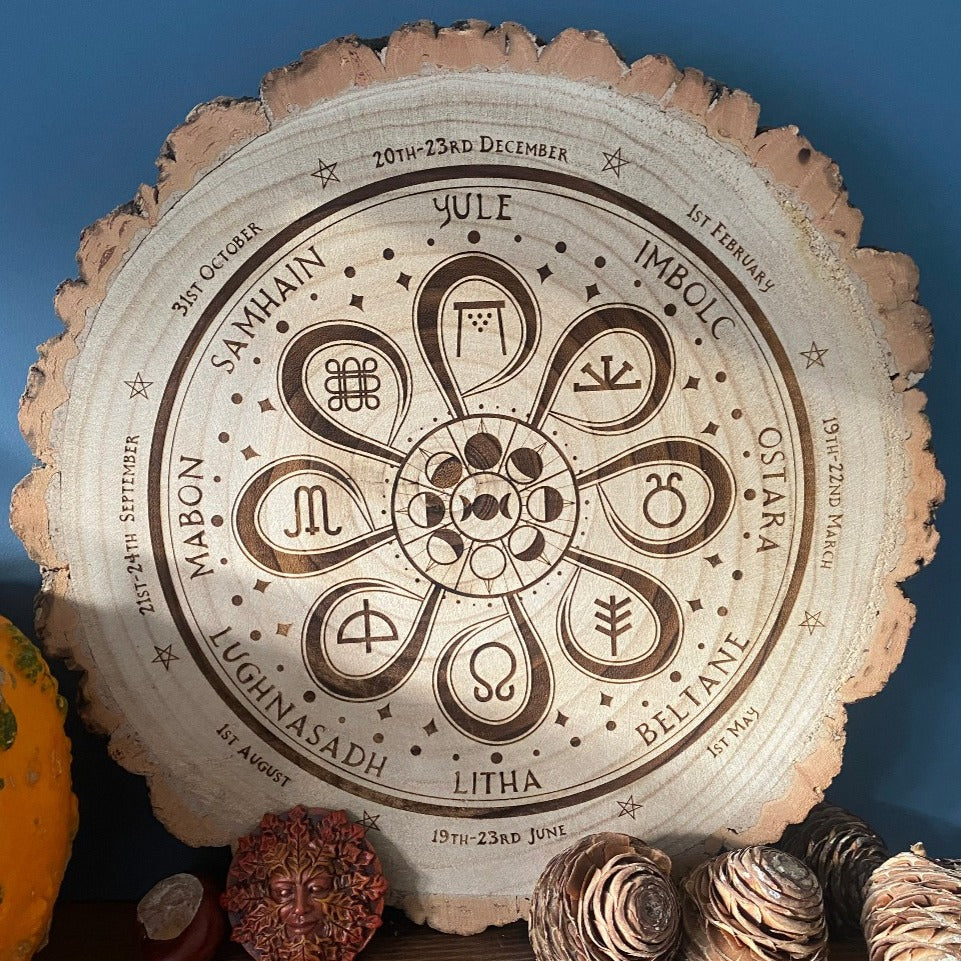Seasonal Celebration Wheel of the Year Decorative Wooden Slice