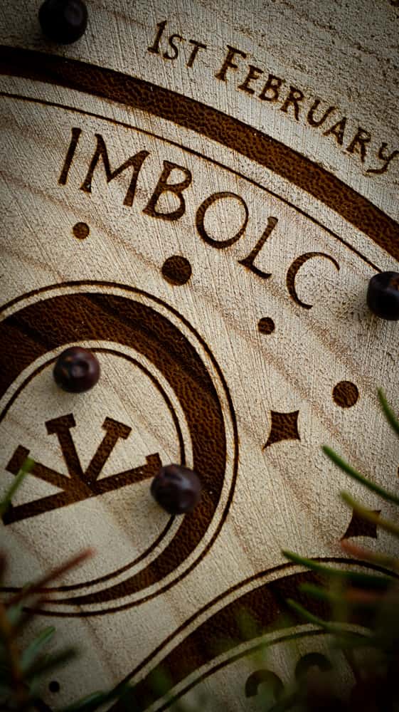A closeup of the Wheel of the year focussing on the celebrations of Imbolc