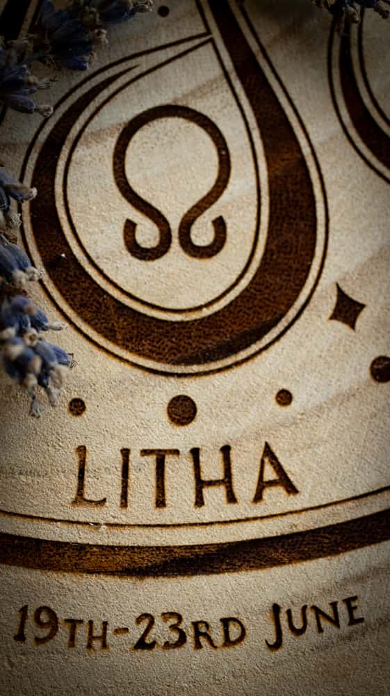 A closeup of the Wheel of the year focussing on the celebrations of Litha