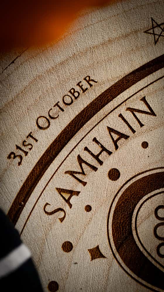 A closeup of the Wheel of the year focussing on the celebrations of Samhain